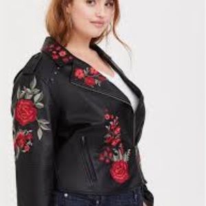 Torrid motto jacket with roses